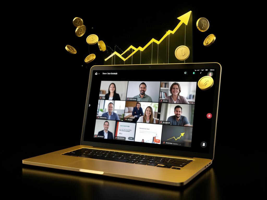 Mentoria semanal em grupo ao vivo com gráfico de crescimento dourado